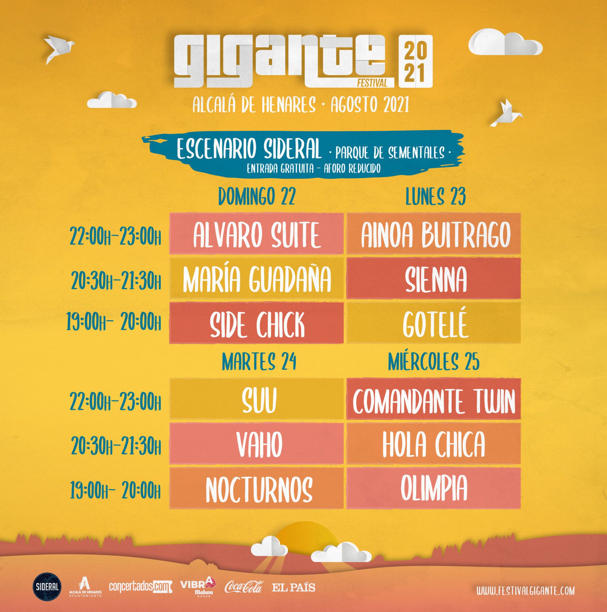 Horarios Conciertos Gratuitos Festival Gigante Toma La Alternativa